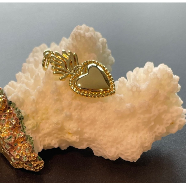 Pendentif Cœur Ex Voto 22 mm – Laiton finition Doré