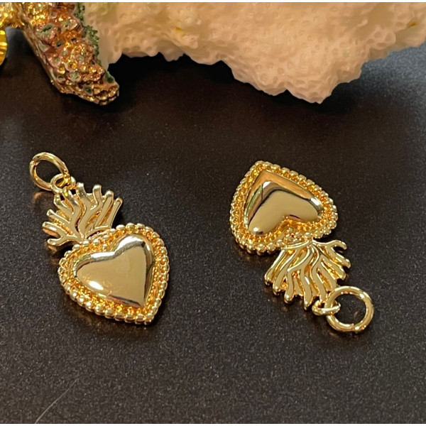Pendentif Cœur Ex Voto 22 mm – Laiton finition Doré
