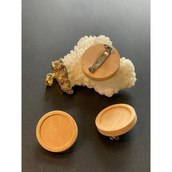 Supports de Broches Plateau 20mm Bois & Acier Inox 304 Argent Platine