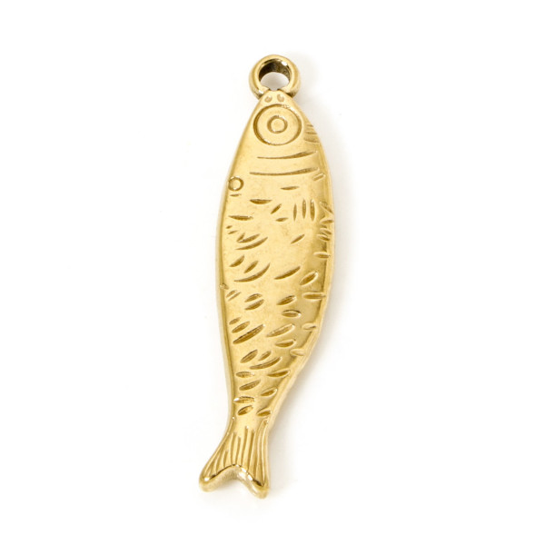 Pendentif Poisson 3D 40 mm – Acier Inoxydable 304 Doré à l’or fin 18K, PVD