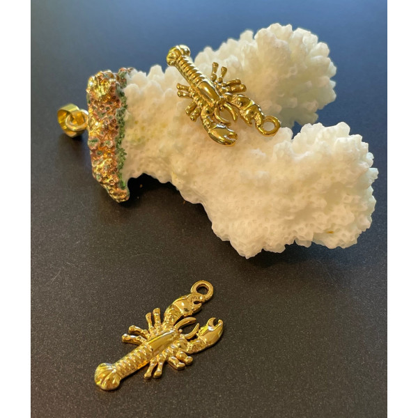 Pendentif Homard 25 mm – Acier Inoxydable 304 Doré à l’or fin 18K, PVD