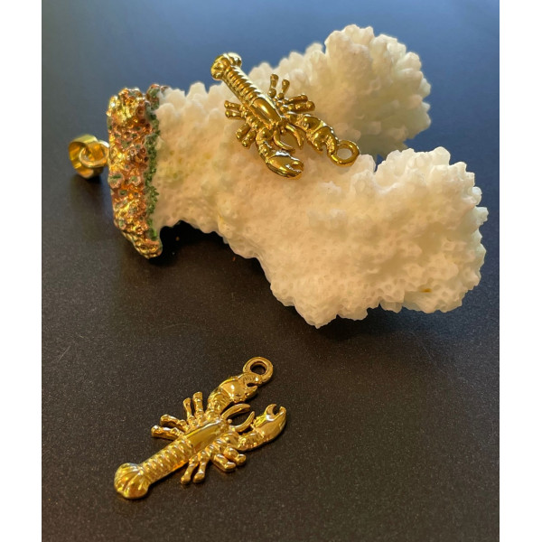 Pendentif Homard 25 mm – Acier Inoxydable 304 Doré à l’or fin 18K, PVD