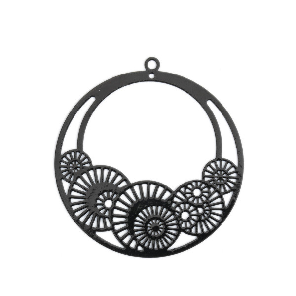 Estampes Pendentif Filigrane Cercle Fleur d’Osaka 42mm NOIR