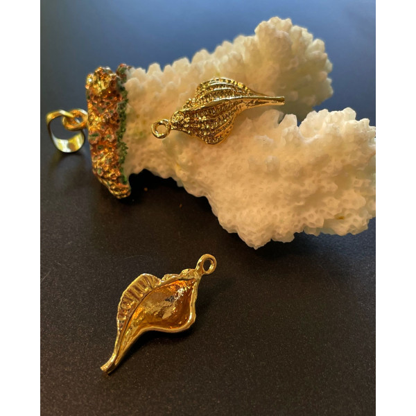 Pendentif Coquillage 23 mm – Laiton Doré à l’or fin 18K