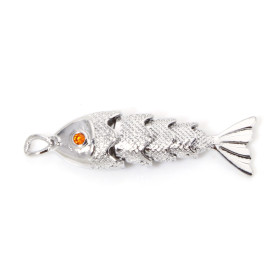 Pendentif Poisson 3D Articulé 33 mm – Cuivre Platinum