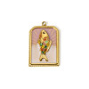 Pendentif Rectangle avec poisson 28 mm en résine émaillé – Acier Inox 304 Doré à l’or fin 18K, PVD