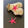Pendentif Étoile de mer 26mm en résine émaillée Rose avec anneau – Laiton Doré à l’or fin 18K
