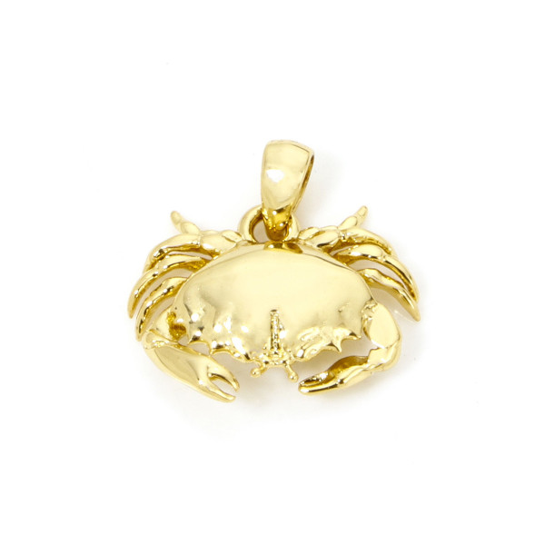 Pendentif avec bélière – Crabe 3D 17 mm – Laiton Doré à l’or fin 18K