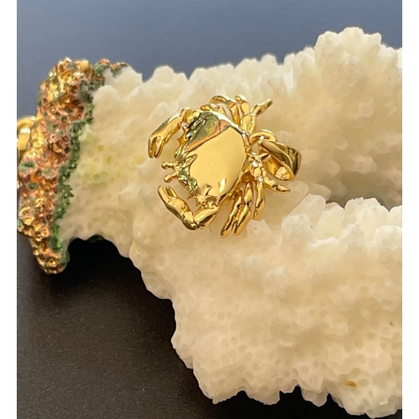 Pendentif avec bélière – Crabe 3D 17 mm – Laiton Doré à l’or fin 18K