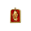 Pendentif Rectangle avec poisson 28 mm en résine émaillé – Acier Inox 304 Doré à l’or fin 18K, PVD