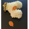 Pendentif Ovale avec étoile 15 mm en résine émaillée orange – Acier Inox 304 Doré à l’or fin 18K, PVD