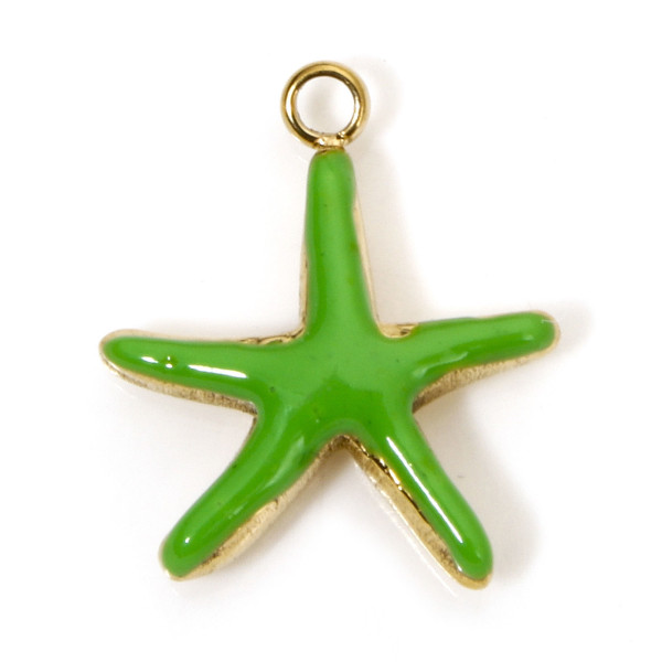 Pendentif Étoile de mer 14.5 mm avec résine émaillée Jaune – Acier Inoxydable 304 Doré, PVD