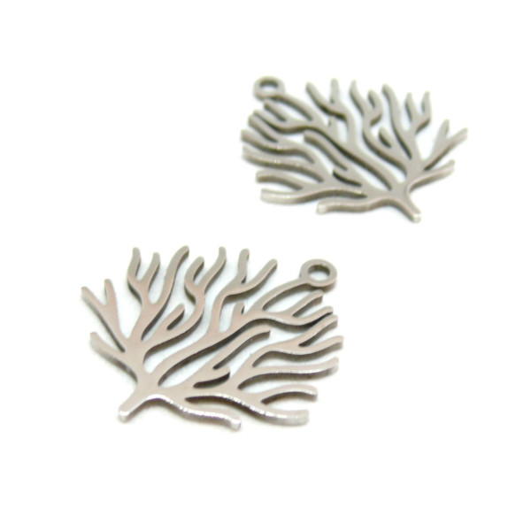Pendentifs Forme Corail 23mm – Acier Inoxydable 304 Argenté