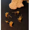 Boucles d'oreille Puces Cube 3mm avec attache – Acier Inoxydable 304 Doré