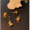 Boucles d'oreille Puces Cube 3mm avec attache – Acier Inoxydable 304 Doré