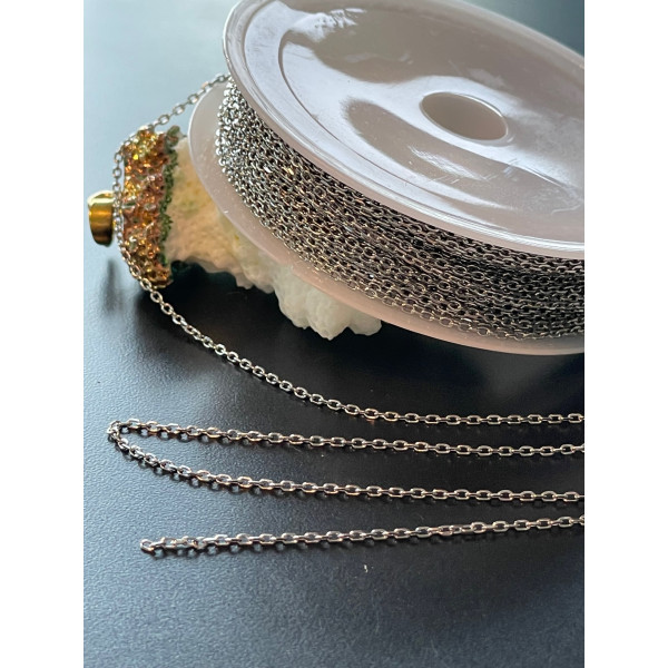 Chaîne maille fine 1,5 x 1 mm – Acier inoxydable 304 – Finition argentée