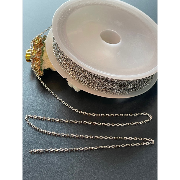 Chaîne maille fine 1,5 x 1 mm – Acier inoxydable 304 – Finition argentée