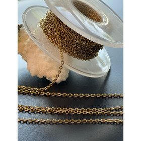 Chaîne maille fine 2,5 x 2 x 0,5 mm – Acier Inoxydable 304 – Finition Doré, placage IONIQUE