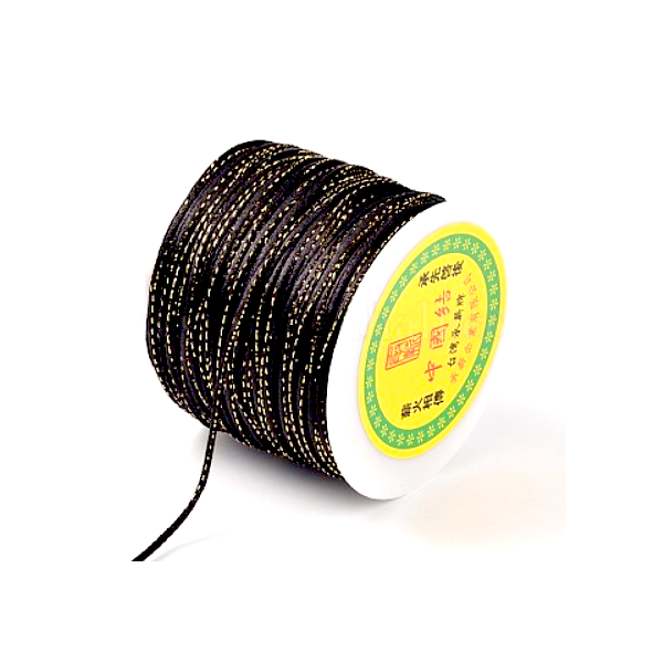 Cordon NOIR et Fil Métallisé Doré 2mm coloris 900