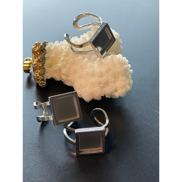 Support de Bague pour Cabochon Carré 10mm – Acier Inoxydable 304 Argenté Qualité Extra