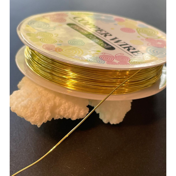 Rouleau de 5 mètres Fil de Cuivre 0.8mm Placage Or Vif