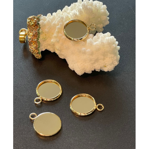 Supports de Pendentifs 12 mm – Acier Inoxydable 304 Finition Doré à l'or fin 24K