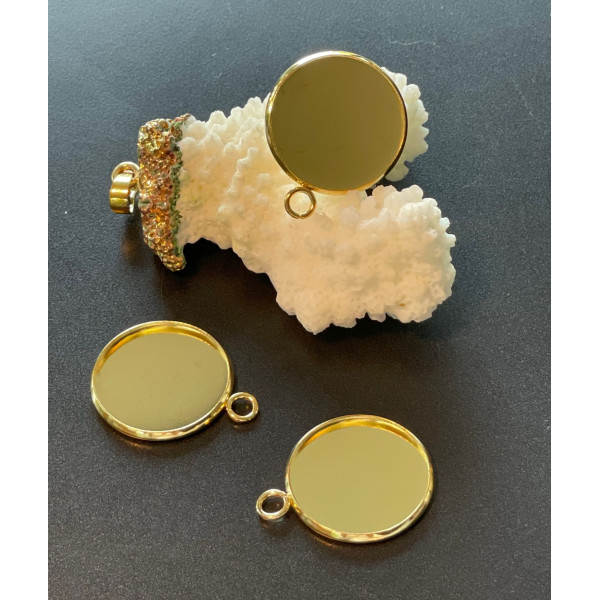 Supports de Pendentifs 18 mm – Acier Inoxydable 304 Doré, placage IONIQUE