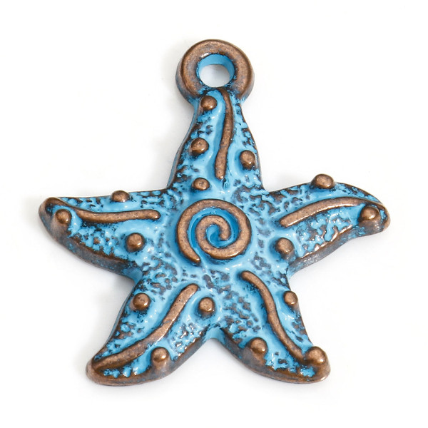 Pendentifs Étoile de Mer 20 mm –  Couleur Cuivré Patiné Bleu Turquoise
