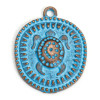 Pendentifs Médaillon Tortue 28 mm – Métal Couleur Cuivré Patiné Bleu Turquoise