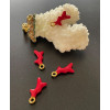 Breloques Pendentifs Corail 19mm Résine Rouge Émaillée sur Base Dorée