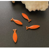 Pendentifs Poisson Sardine 15mm Résine Émaillée Orange Métal Placage Doré
