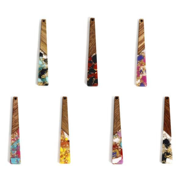 Pendentif Triangle en Bois et Résine 70 mm – Esprit Vintage 1950