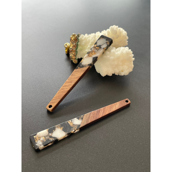 Pendentif Triangle en Bois et Résine 70 mm – Esprit Vintage 1950