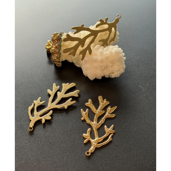 Pendentif Branche de Corail 47 mm – Acier Inoxydable 304 Doré à l’or fin 18K, IONIQUE