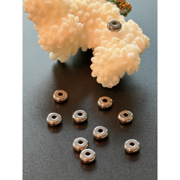 Perles Intercalaires Rondelles 6 x 2,5 mm – Acier Inoxydable 304 Argenté