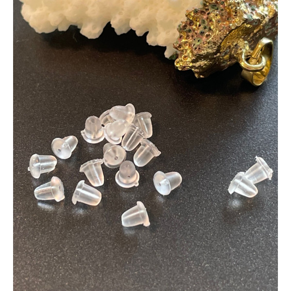 Stoppeurs Embouts Poussoirs  Plastique Transparent 6 par 4mm pour Boucles d’oreille Puce et Crochets