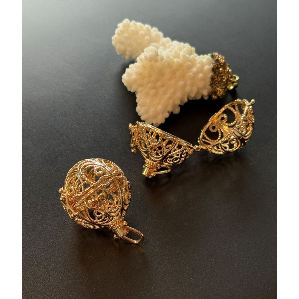 Pendentif Cage Bola Grossesse Graphique 18mm – Finition Doré