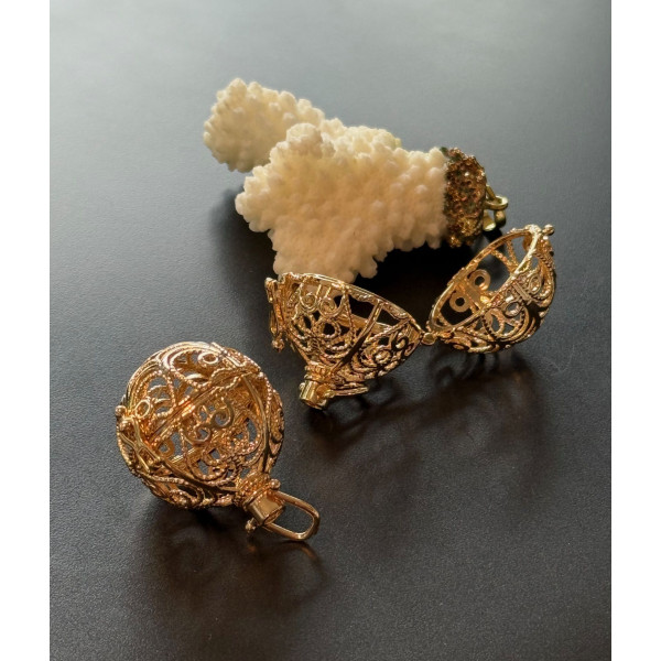 Pendentif Cage Bola Grossesse Graphique 18mm – Finition Doré