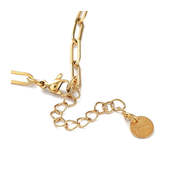 Collier  69.5 cm maille rectangle 12x4mm – Acier Inoxydable 304 Doré à l'or fin 18K, IONIQUE