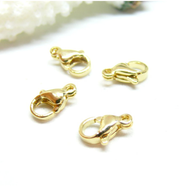 Fermoirs Mousquetons 11mm – Acier Inoxydable 304 Doré 24KT