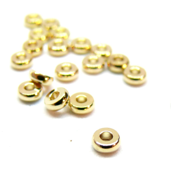 Perles Intercalaires Rondelles 4 par 1.2 mm – Acier Inoxydable 304 Doré à l’or fin 18K