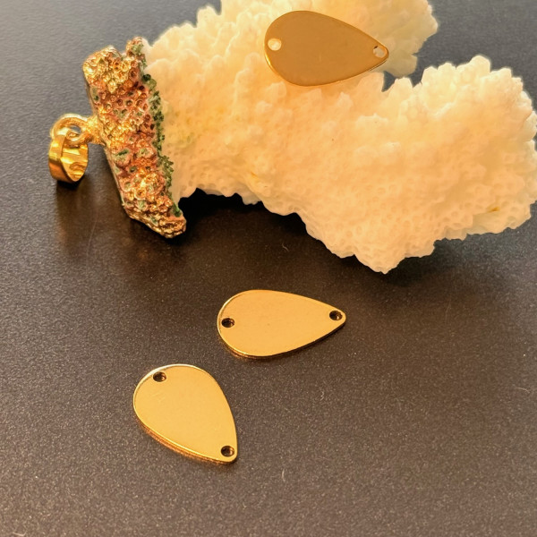 Pendentifs Connecteurs Goutte 15 mm – Acier Inoxydable 304 Doré