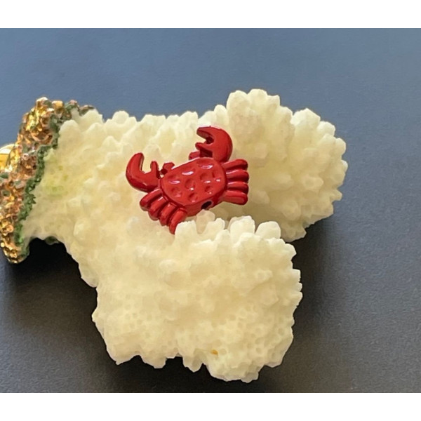 Pendentifs, perles intercalaires Crabe 15 mm – Résine style émaillé rouge