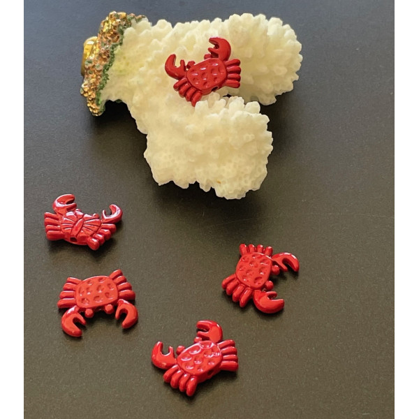 Pendentifs, perles intercalaires Crabe 15 mm – Résine style émaillé rouge