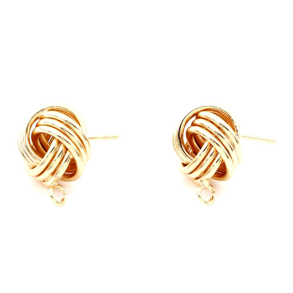 Boucles d'oreilles Puce Pelote de laine 11mm – Cuivre Doré 18K & Embouts