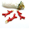 Breloques Pendentifs Corail 26mm Résine Rouge Émaillée sur Base Dorée