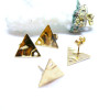 Boucles d'oreille Puces Triangle Martelées 12mm Acier Inox Doré 18K