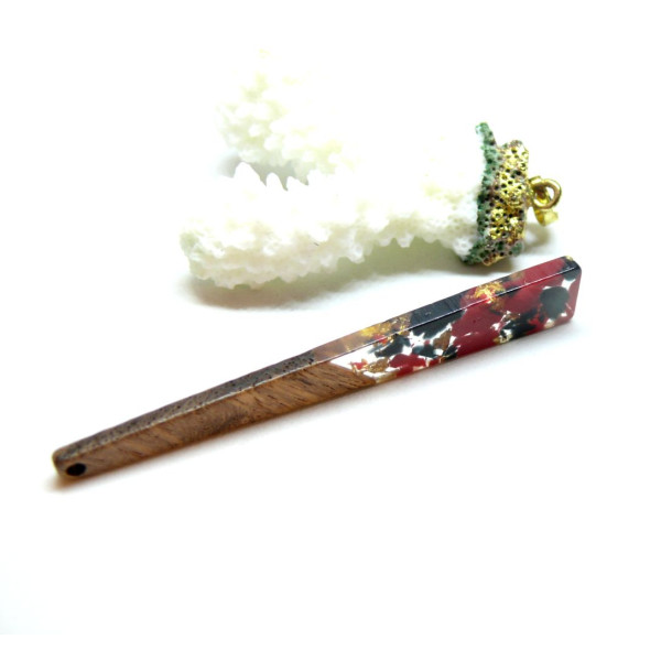 Pendentif Triangle en Bois et Résine 70 mm – Esprit Vintage 1950