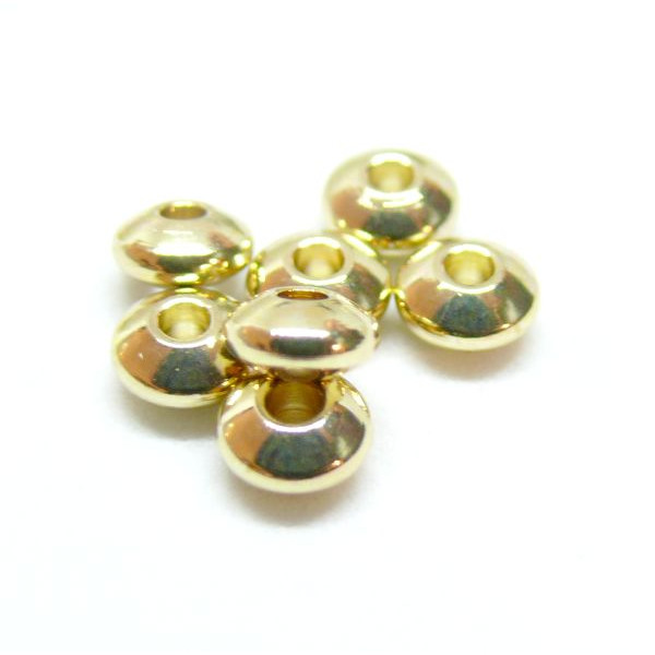 Perles Intercalaires Rondelles 5 par 2.5 mm – Acier Inoxydable  doré à l’or fin 24K