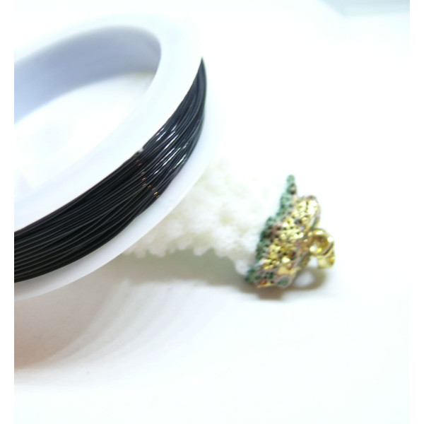 Bobines de Fil Élastique Cristal Noir 1 mm – Environ 10 m – Spécial Bijoux DIY
